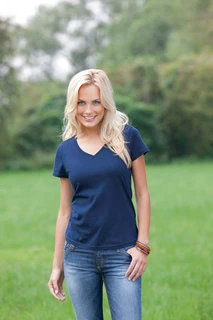Ladies' Tagless® V-Neck T Organic