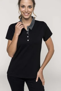 Zweifarbiges Jersey-Polohemd für Damen