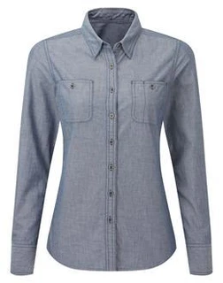 Women's Long Sleeve Chambray Cotton Shirt Fairtrade & Organic Certified