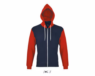 SILVER Unisex hooded zipped jacket with white contrasted drawstring